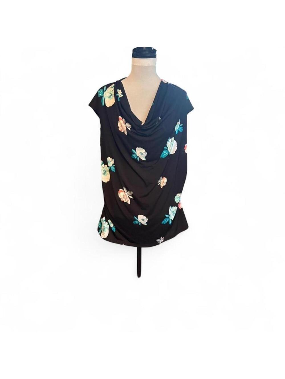Worthington black floral top Size 1X